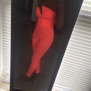 Neon coral jumpsuit